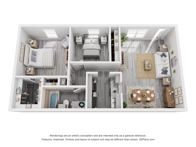2 Bed 1 Bath Lux Reno 234 floor plan